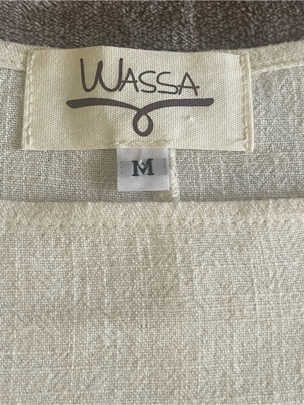 Wassa Linen Blend 2-Piece Set Ivory Off-Shoulder Wide Leg Pants M - Picture 6 of 11